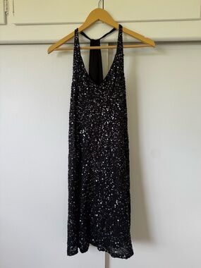 Eileen Fisher 100% Silk Sequin Slip Midi Dress